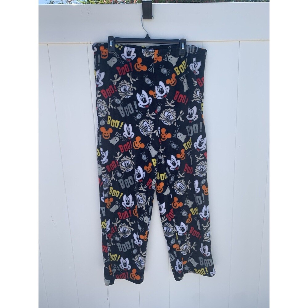 Womens Disney Mickey Mouse Soft Plush Fleece Pajama Pants Halloween Sz Large